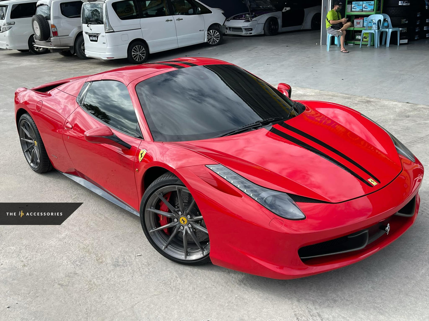 Ferrari F458 Spider 20” Custom Forged Rims in Black Chrome with Special Brush Effect