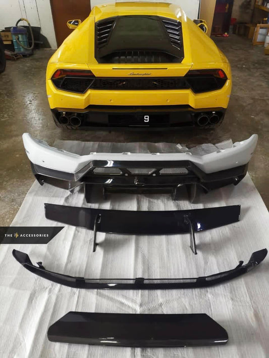 Lamborghini Huracan Vorsteiner Carbon Rear Bumper & Vorsteiner Verona Edizione Aero Wing with Exclusively Designed Yellow Detail on the Rear Bumper